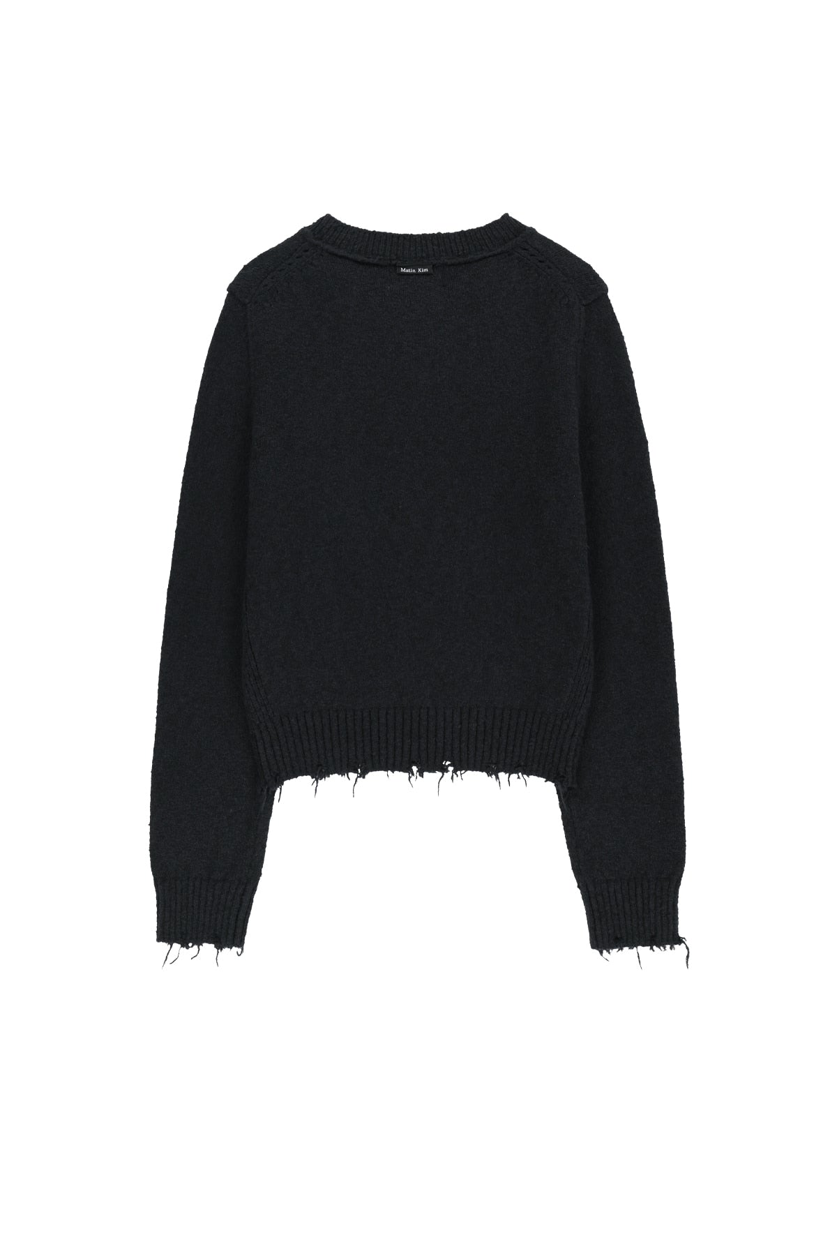 Matin Kim - Distressed Hem V Neck Knit Pullover (Dark Navy) product image 2 | TRAB K-Fashion Australia