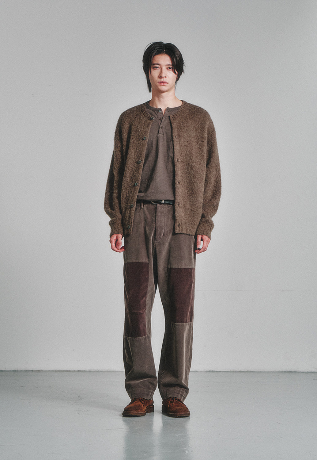 Art if acts - Alpaca Round Neck Cardigan (Mud) product image 2 | TRAB K-Fashion Australia