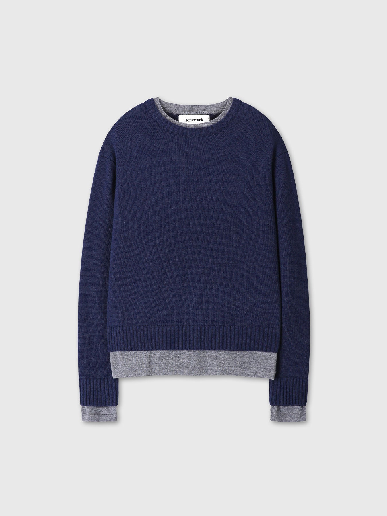 Tonywack - Wool And Cashmere Layered Knit (Navy/Grey) product image 9 | TRAB K-Fashion Australia