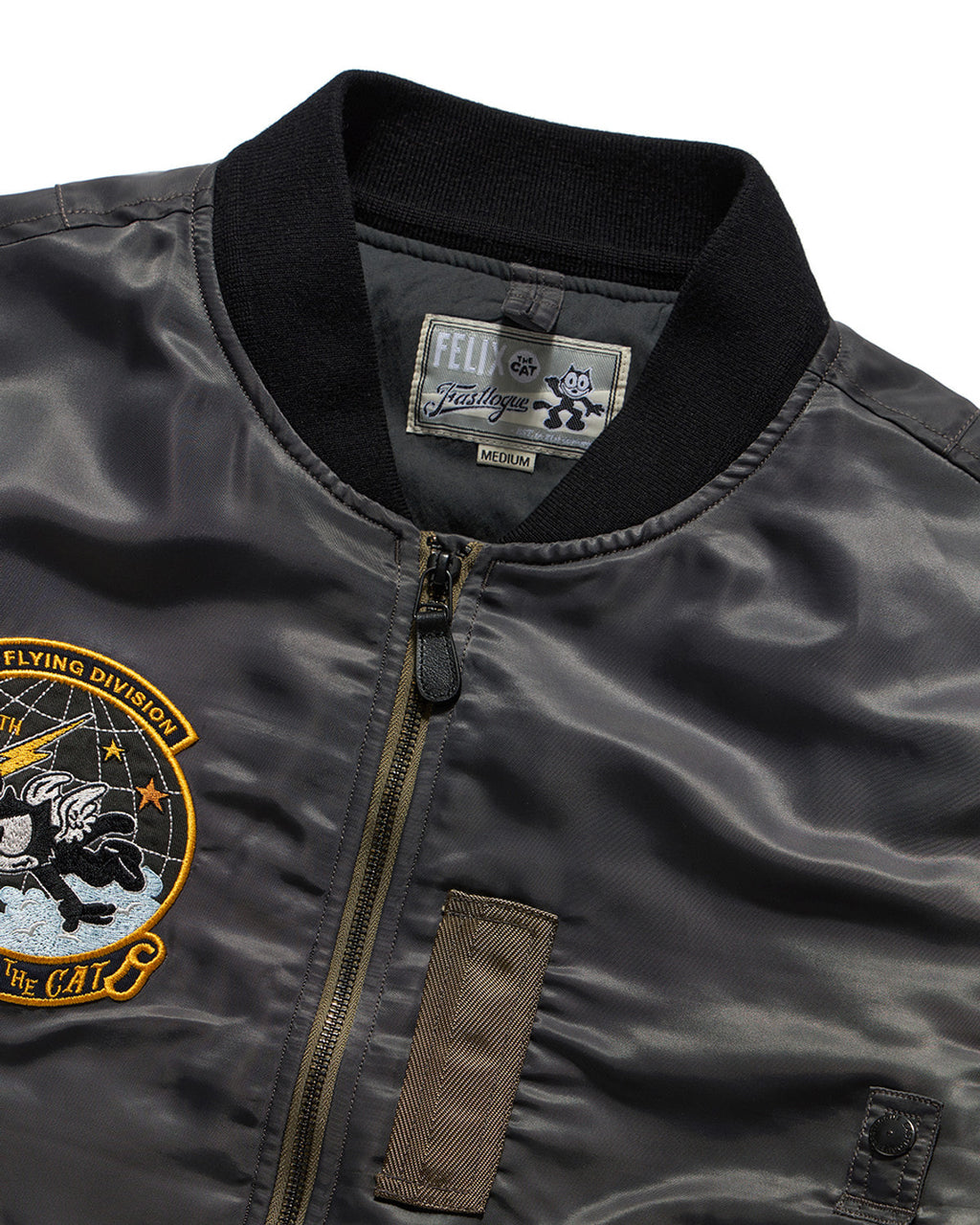 Eastlogue - Angel Felix Embroidery Flight Ma-1 Jumper (Charcoal) product image 3 | TRAB K-Fashion Australia