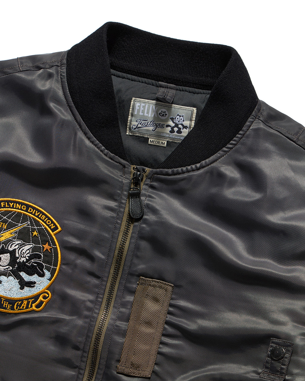 Eastlogue - Angel Felix Embroidery Flight Ma-1 Jumper (Charcoal) product image 3 | TRAB K-Fashion Australia
