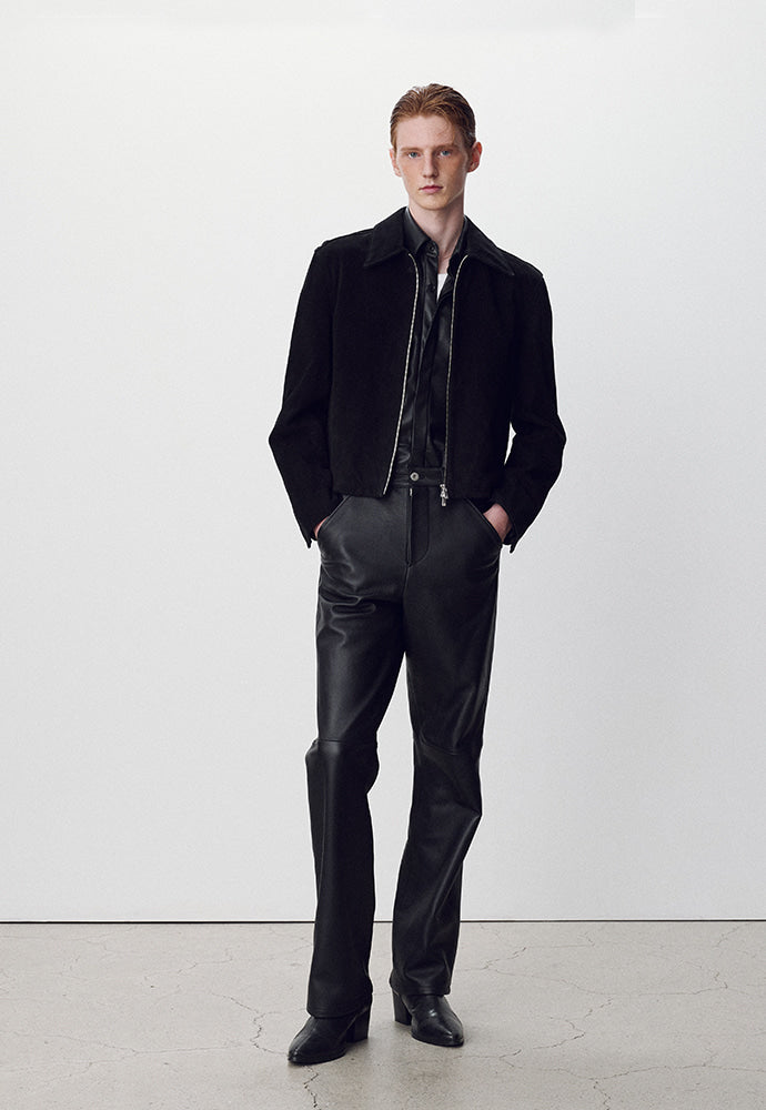 Tonywack - Suede Zippered Blouson Jacket (Black) product image 1 | TRAB K-Fashion Australia