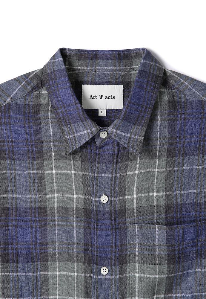 Art if acts - Linen French Check Shirt (Khaki/Blue) product image 9 | TRAB K-Fashion Australia