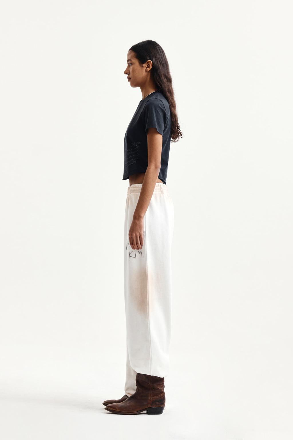 Matin Kim - Vintage Washed Logo Sweatpants (Ivory) product image 6 | TRAB K-Fashion Australia