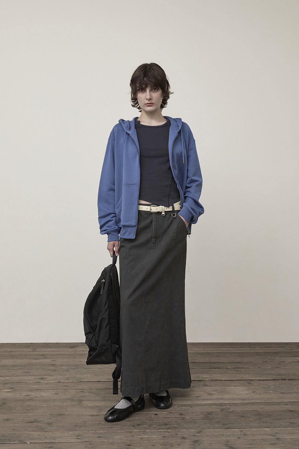 Matin Kim - Back Logo Glitter Hoody Zip Up (Blue) product image 8 | TRAB K-Fashion Australia