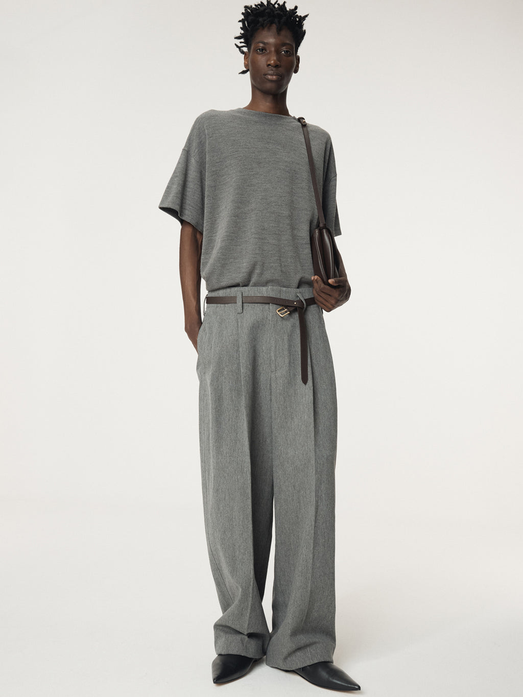 Recto - Quincy Wool Belted Pants (Melange Grey) product image 5 | TRAB K-Fashion Australia