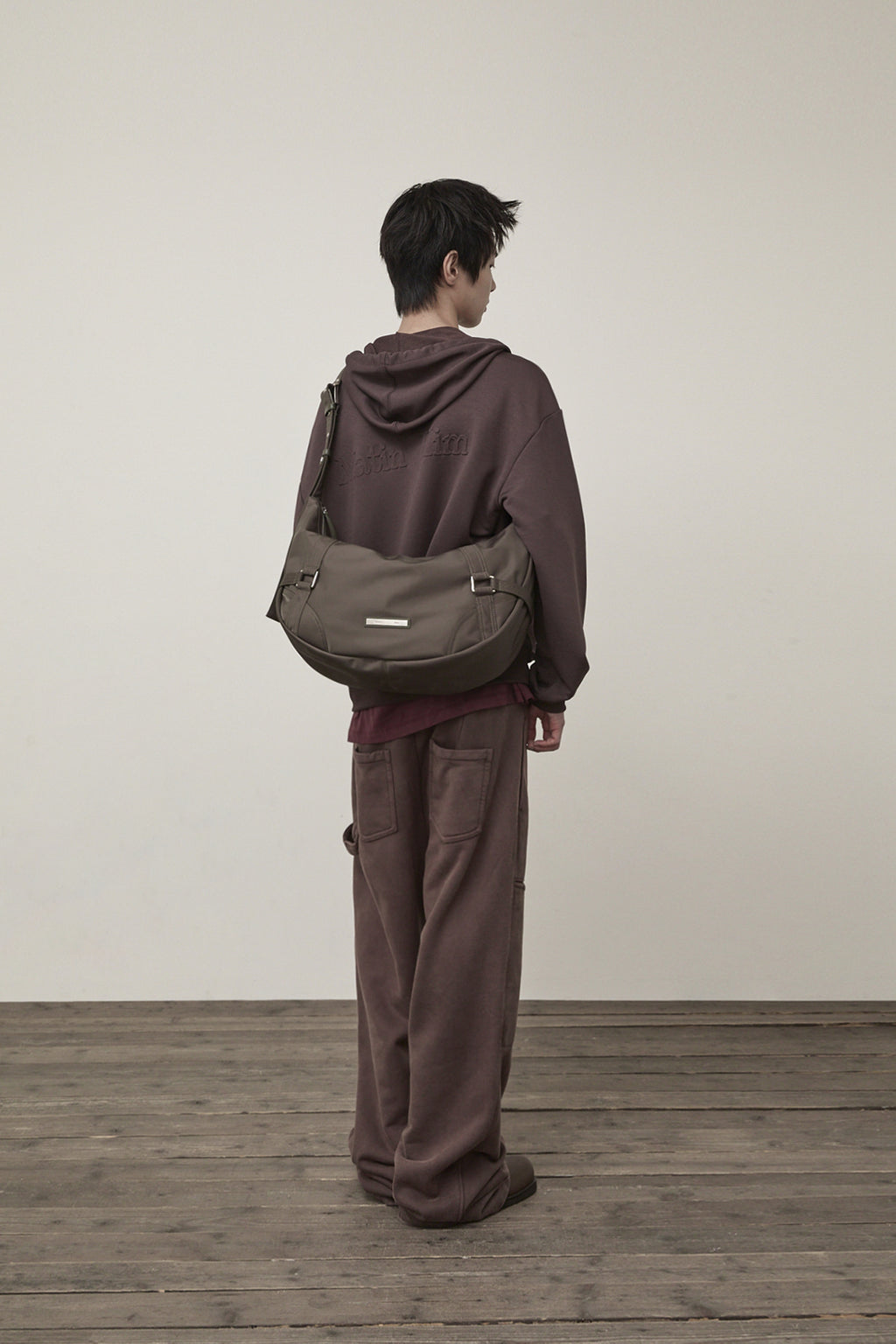 Matin Kim - Back Logo Glitter Hoody Zip Up (Brown) product image 10 | TRAB K-Fashion Australia