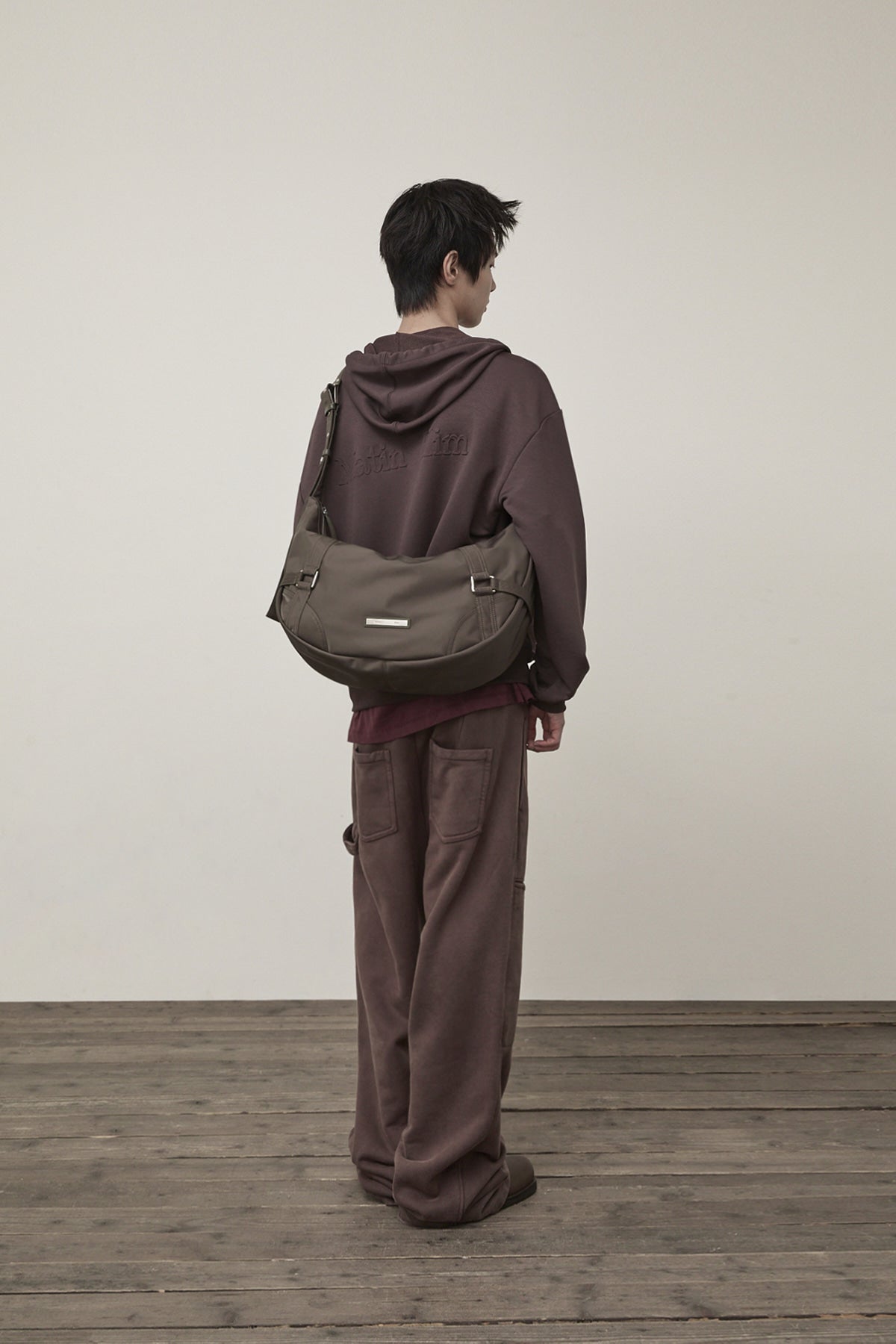 Matin Kim - Back Logo Glitter Hoody Zip Up (Brown) product image 10 | TRAB K-Fashion Australia