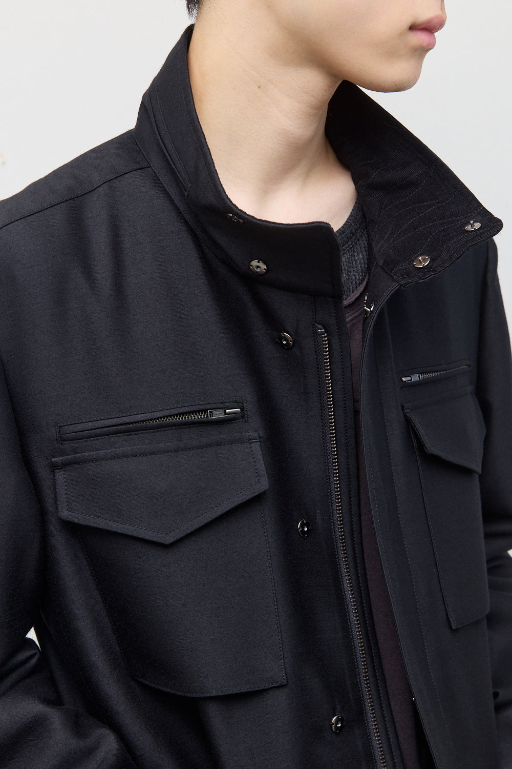 Hatchingroom - Silent M65 Jacket (Wool/Silk Black) product image 9 | TRAB K-Fashion Australia