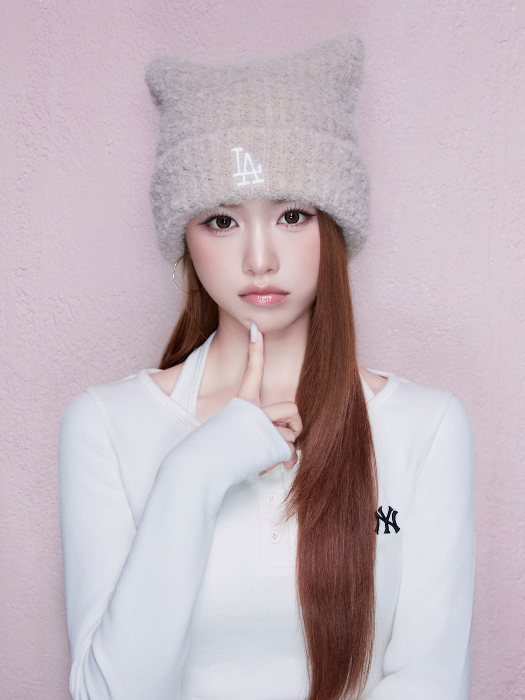 MLB Korea - MLB Plush Meow Beanie LA Dodgers (Beige) product image 1 | TRAB K-Fashion Australia