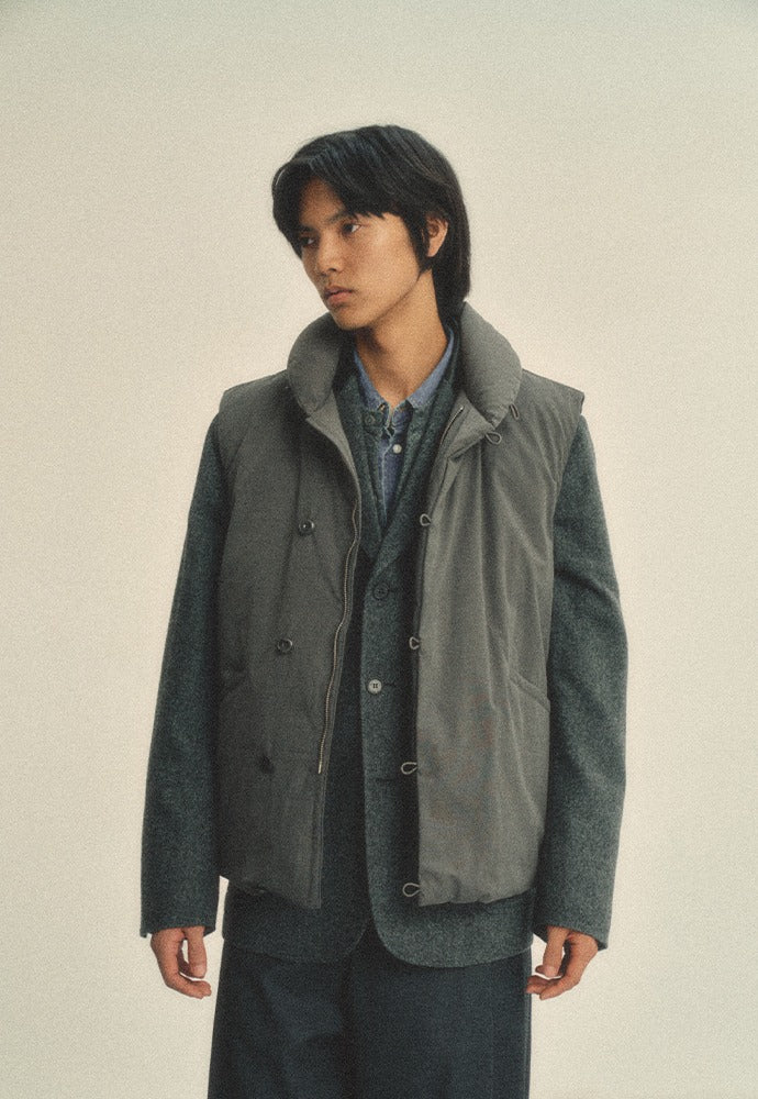 Art if acts - Shawl Collar Down Vest (Charcoal) product image 1 | TRAB K-Fashion Australia