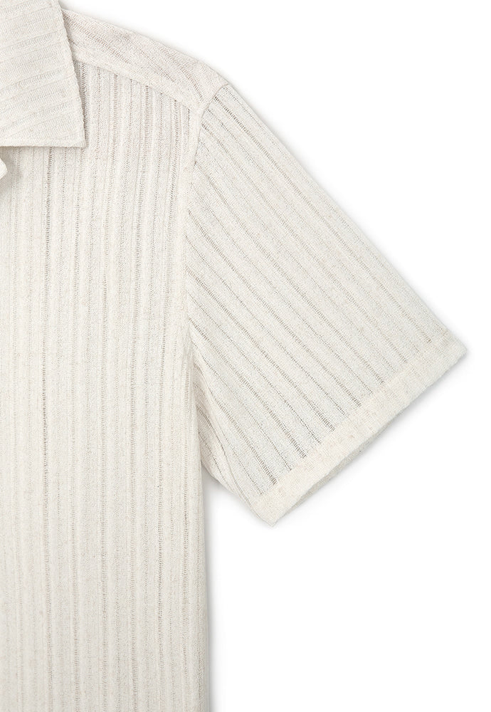 Tonywack - Crochet Camp Collar Half Sleeve Shirt (Melange Ecru) product image 8 | TRAB K-Fashion Australia