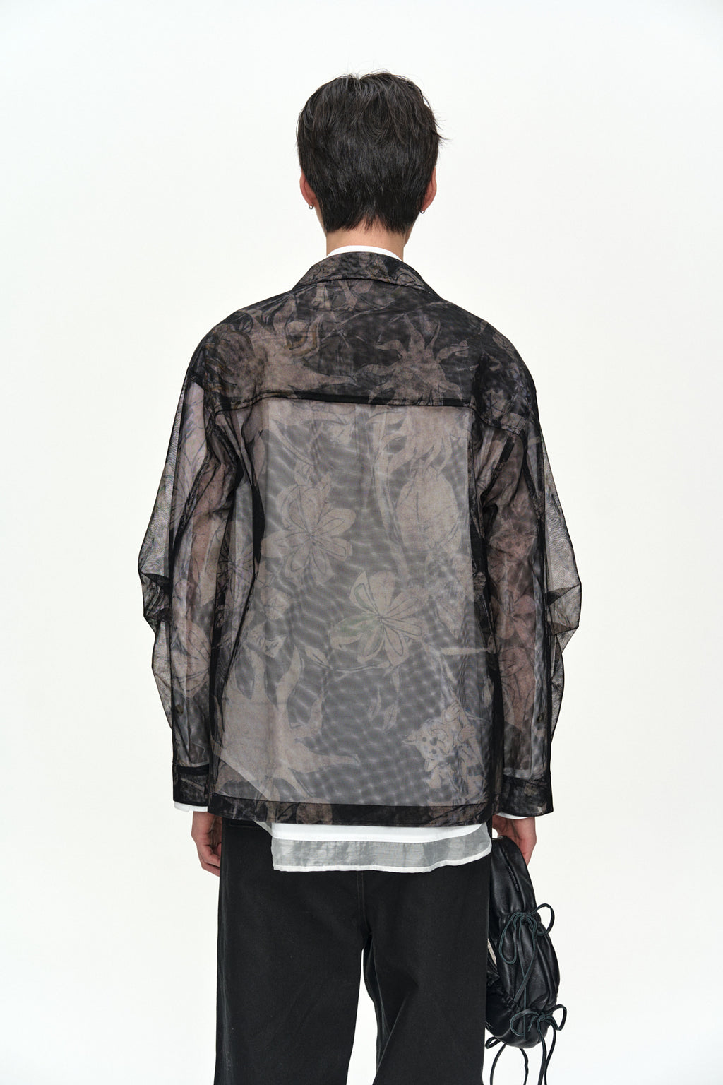 Andersson Bell - Karim Sheer Flower Printed Over Shirt (Black/Beige) product image 7 | TRAB K-Fashion Australia
