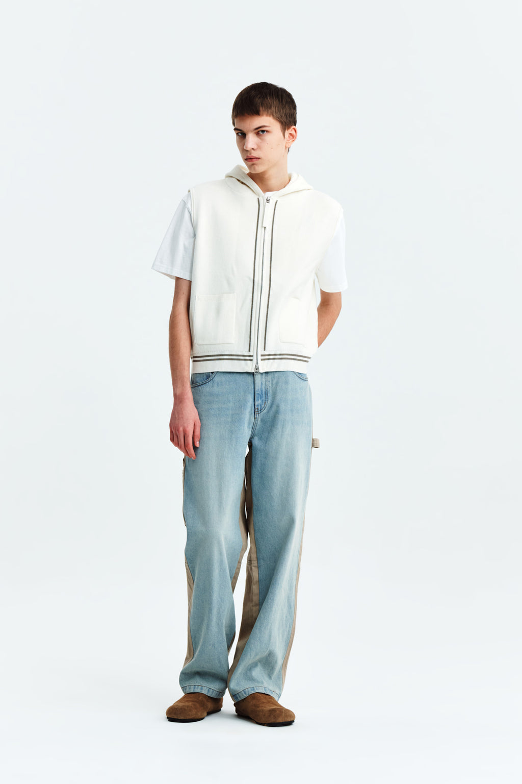 Matin Kim - Hoody Logo Knit Vest (Ivory) product image 9 | TRAB K-Fashion Australia