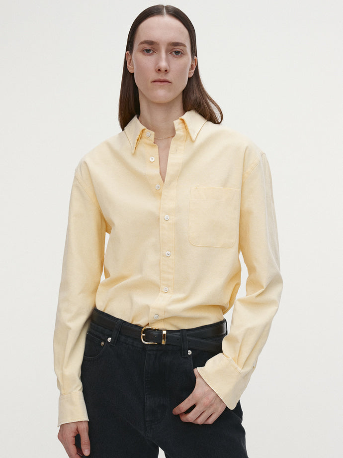 Tonywack - Cotton Lyocell Distressed Oxford Shirt (Pale Yellow) product image 4 | TRAB K-Fashion Australia