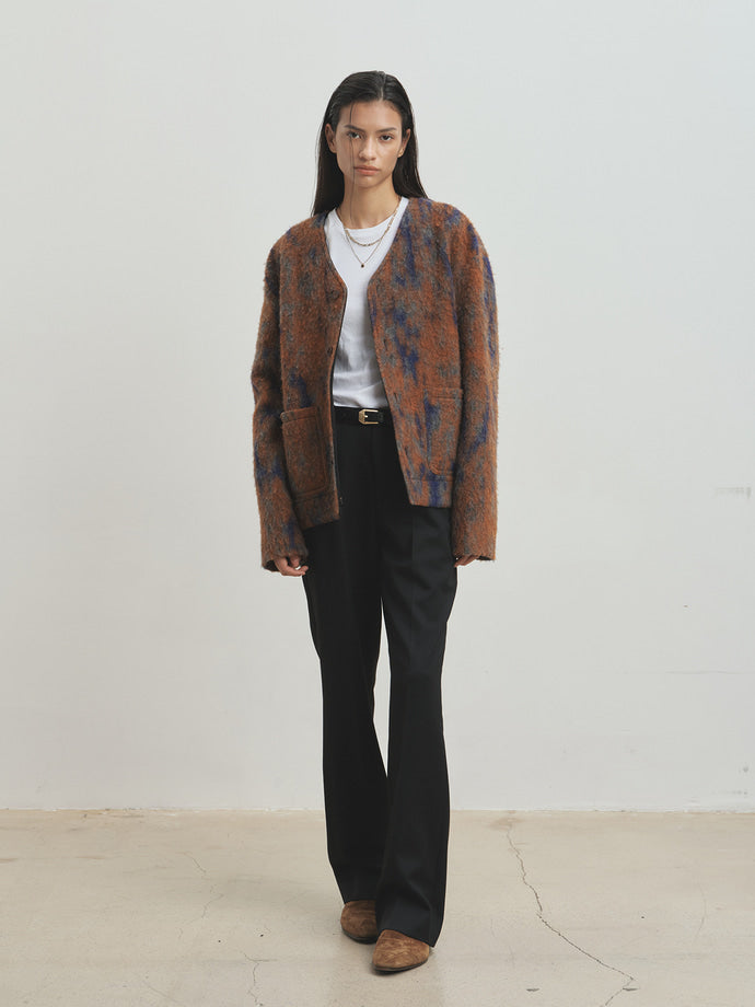 Tonywack - Mohair V-Neck Blouson (Italian Fabric) (Rust Orange) product image 3 | TRAB K-Fashion Australia