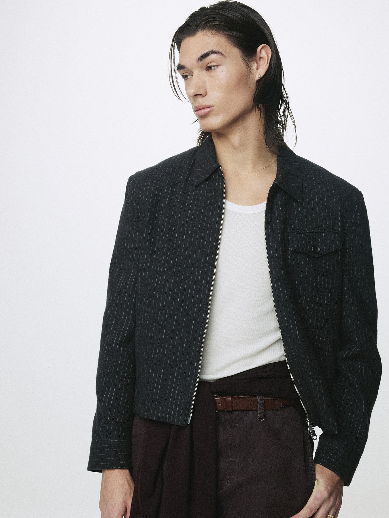 Tonywack - Washed Striped Wool Cotton Blouson (Washed  Black) product image 4 | TRAB K-Fashion Australia