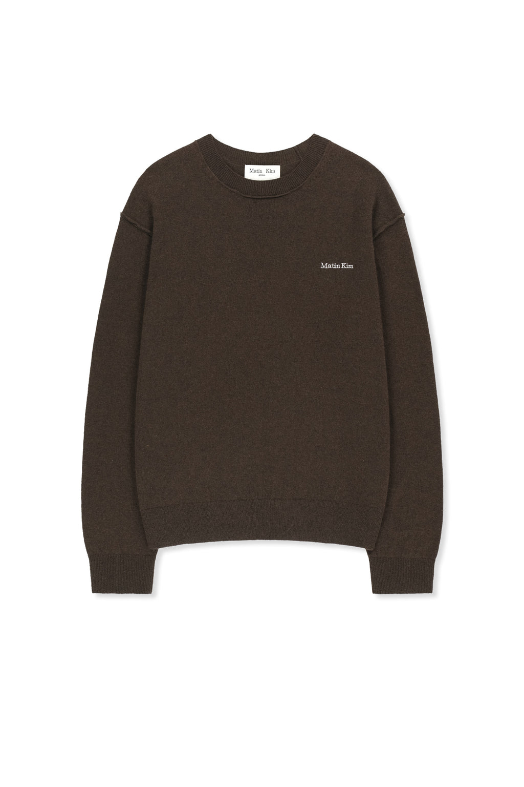 Matin Kim - [Pre-Order – Ships September 28] Cashmere Blended Panel Knit Pullover (Brown) product image 1 | TRAB K-Fashion Australia