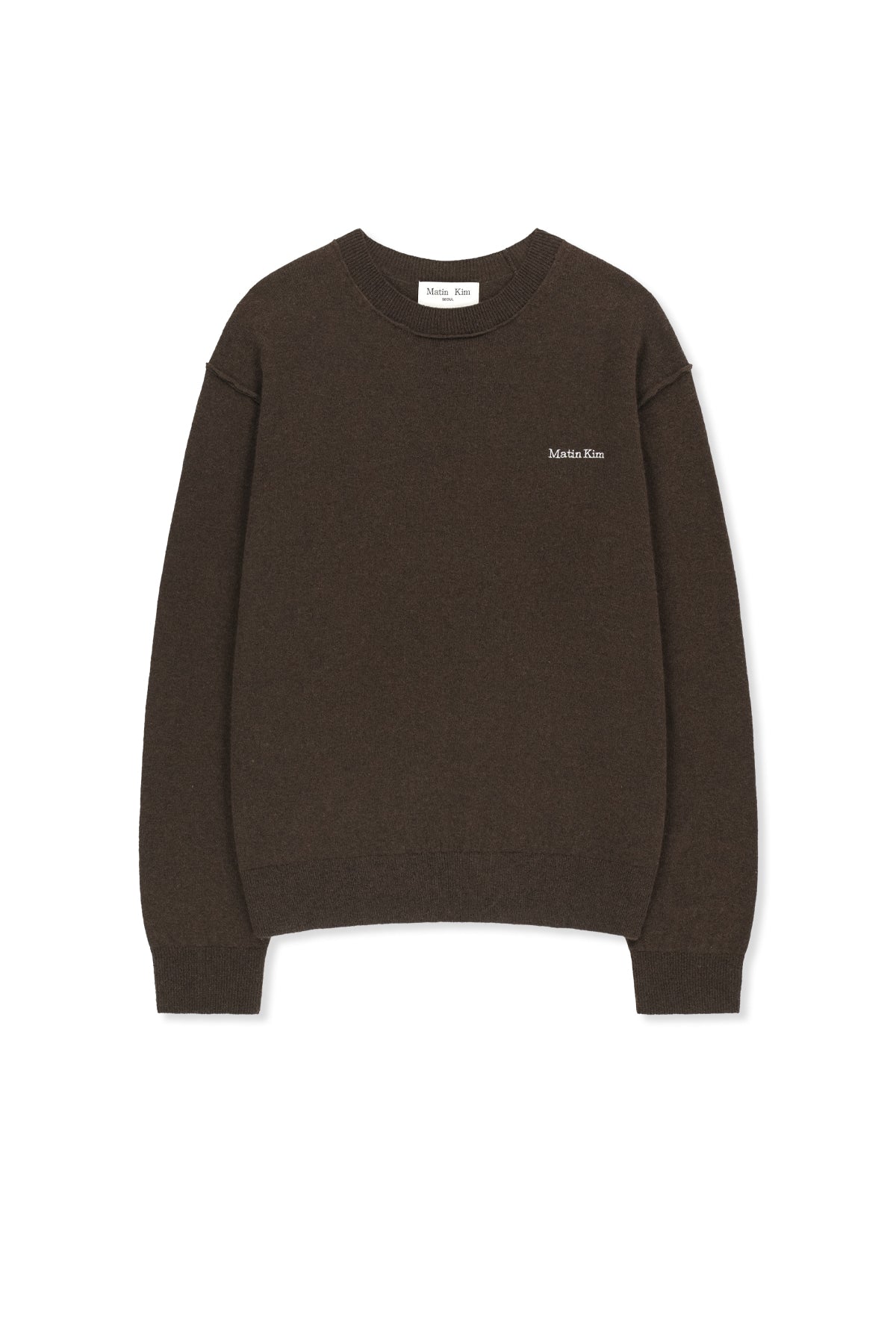 Matin Kim - [Pre-Order – Ships September 28] Cashmere Blended Panel Knit Pullover (Brown) product image 1 | TRAB K-Fashion Australia