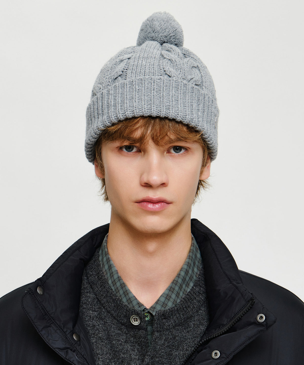 Marithe & Francois Girbaud - Cable Knit Beanie (Melange Gray) product image 5 | TRAB K-Fashion Australia