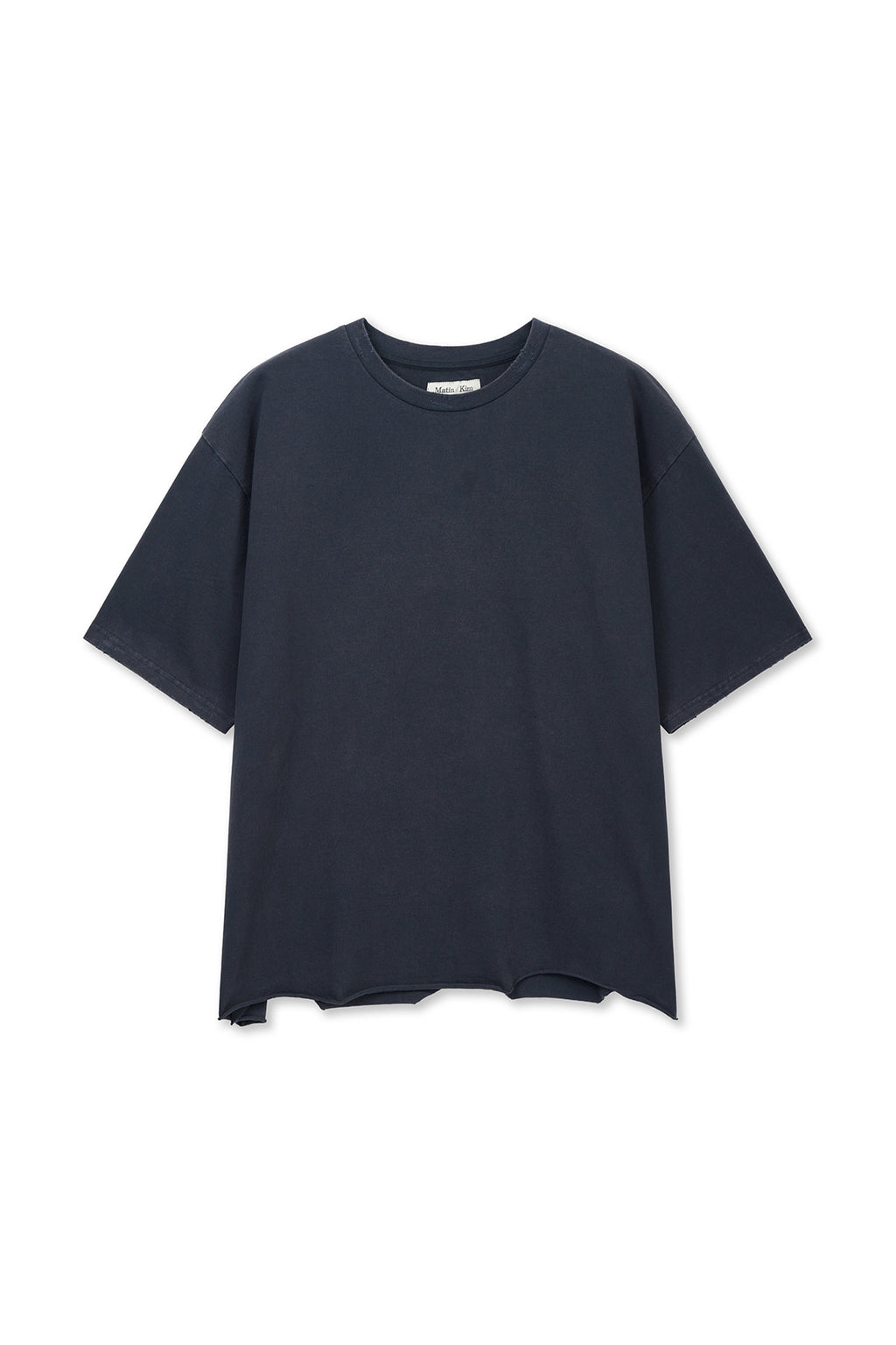 Matin Kim - Raw Cut Graffiti Logo Top (Navy) product image 1 | TRAB K-Fashion Australia