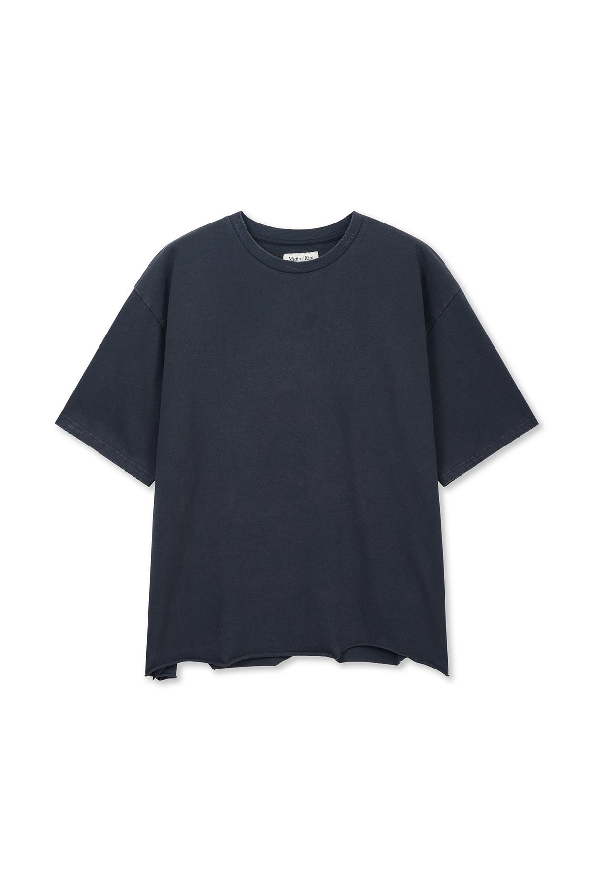 Matin Kim - Raw Cut Graffiti Logo Top (Navy) product image 1 | TRAB K-Fashion Australia