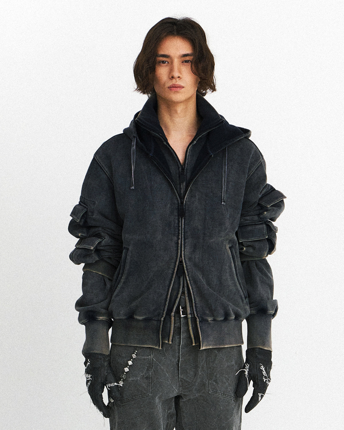 Eastlogue - Magazine Pouch Hoodie (Vintage Charcoal) product image 2 | TRAB K-Fashion Australia