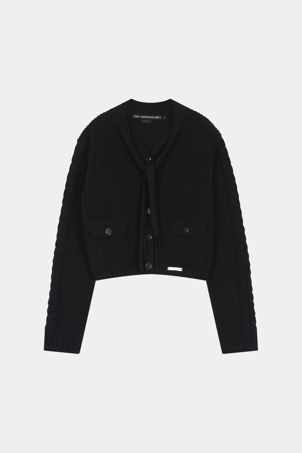 Andersson Bell - Scarf Tie Knit Cardigan (Black) product image 7 | TRAB K-Fashion Australia