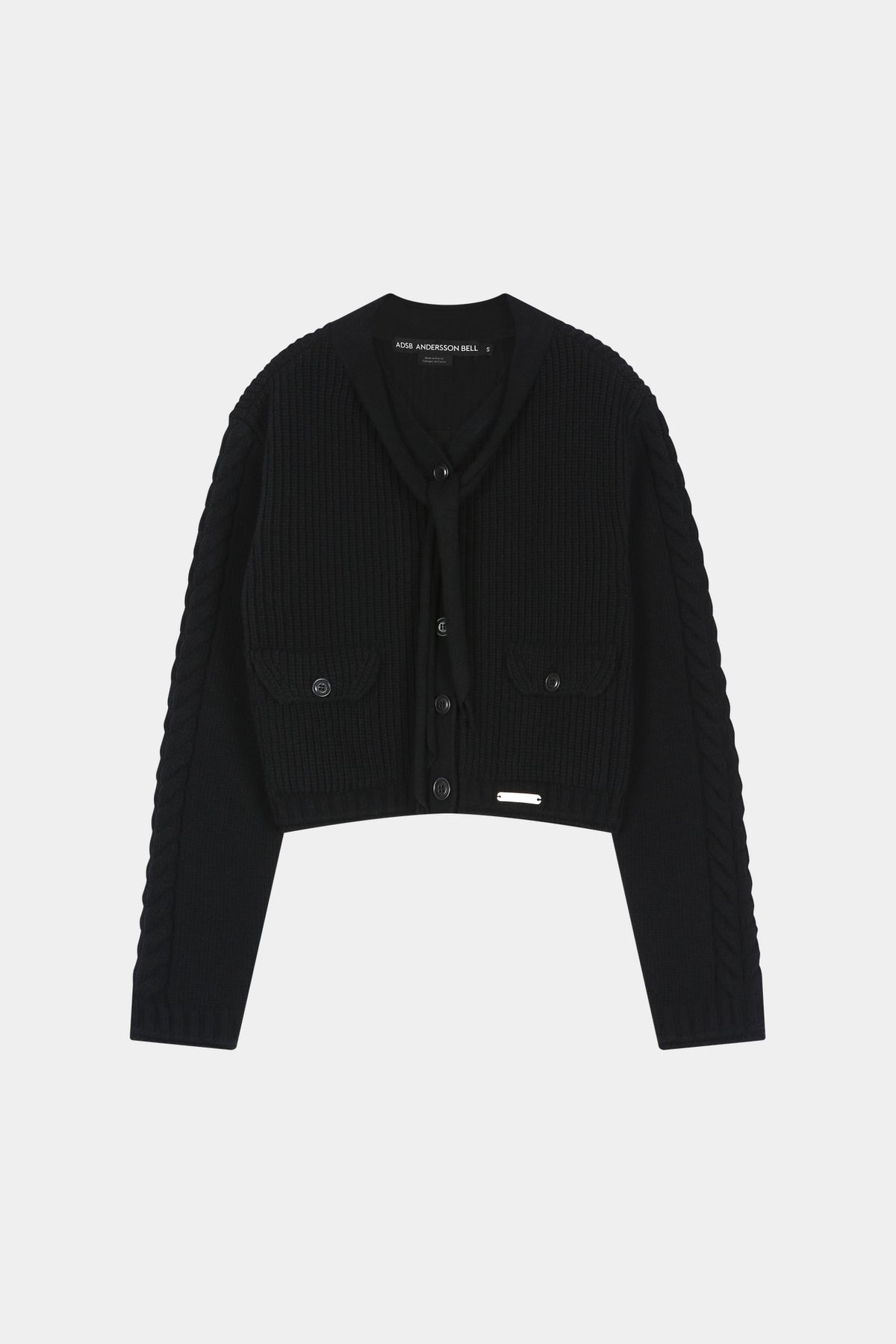 Andersson Bell - Scarf Tie Knit Cardigan (Black) product image 7 | TRAB K-Fashion Australia