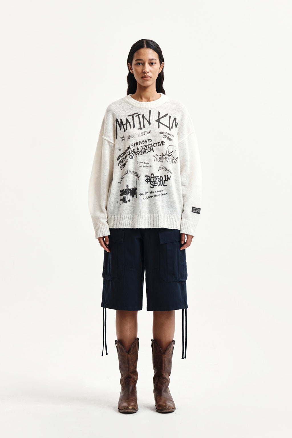 Matin Kim - Utility Cargo Bermuda Pants (Navy) product image 5 | TRAB K-Fashion Australia