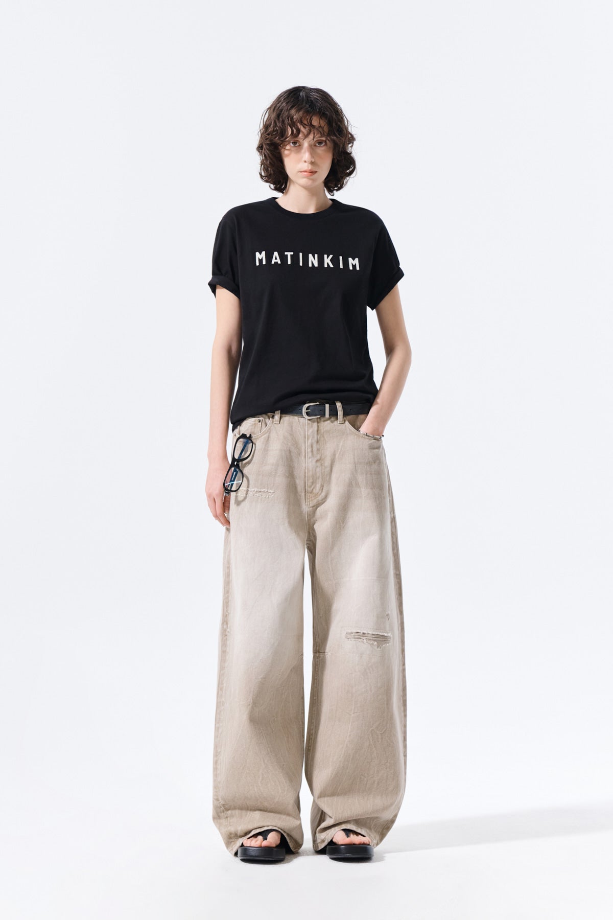 Matin Kim - Back Logo Washed Denim Pants (Beige) product image 10 | TRAB K-Fashion Australia