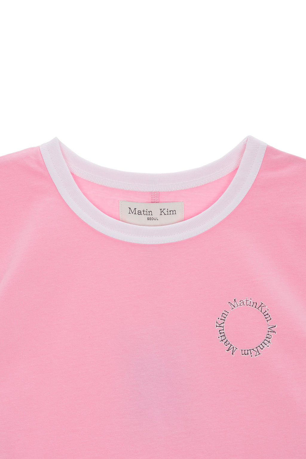 Matin Kim - Circle Logo Ringer Crop Top (Pink) product image 3 | TRAB K-Fashion Australia