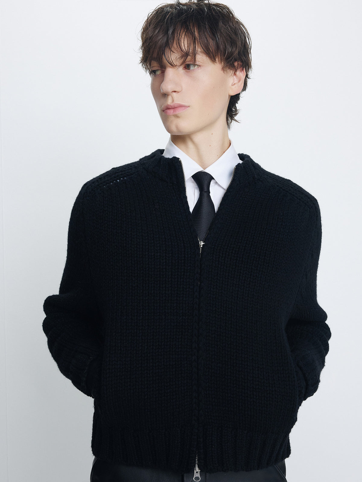 Tonywack - Shetland Wool Knitted Zip Blouson (Black) product image 5 | TRAB K-Fashion Australia