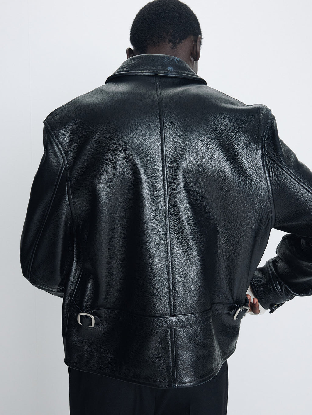 Tonywack - Cow Leather Buckle Zip Jacket (Black) product image 7 | TRAB K-Fashion Australia