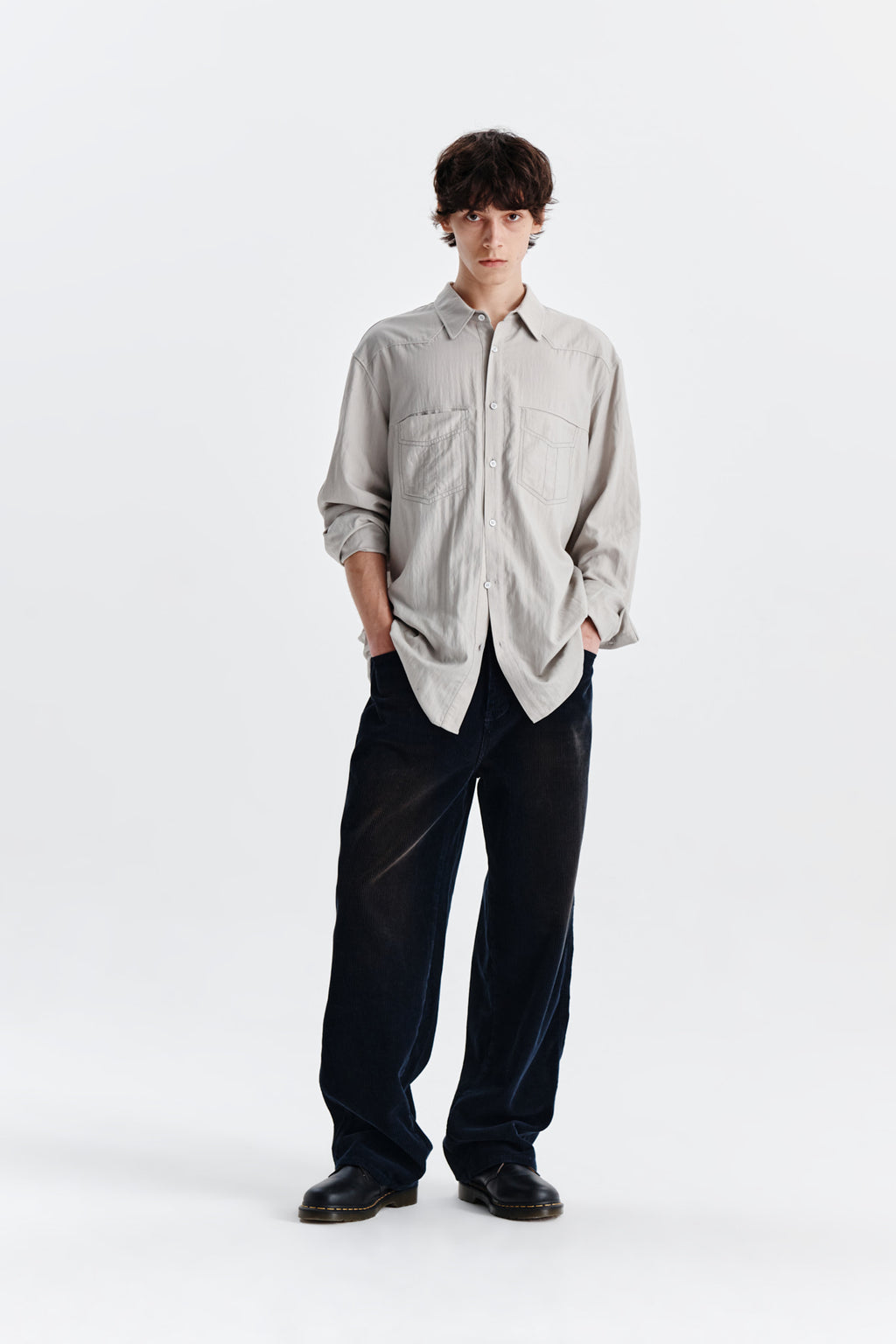 Matin Kim - Stitch Point Shirt (Light Grey) product image 9 | TRAB K-Fashion Australia