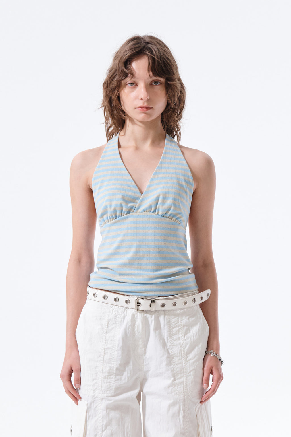 Matin Kim - Striped Halter Neck Top (Light Blue) product image 6 | TRAB K-Fashion Australia