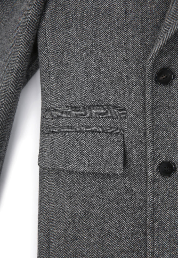 Tonywack - Double-Breasted Chesterfield Coat (Mid Grey Herringbone) product image 10 | TRAB K-Fashion Australia