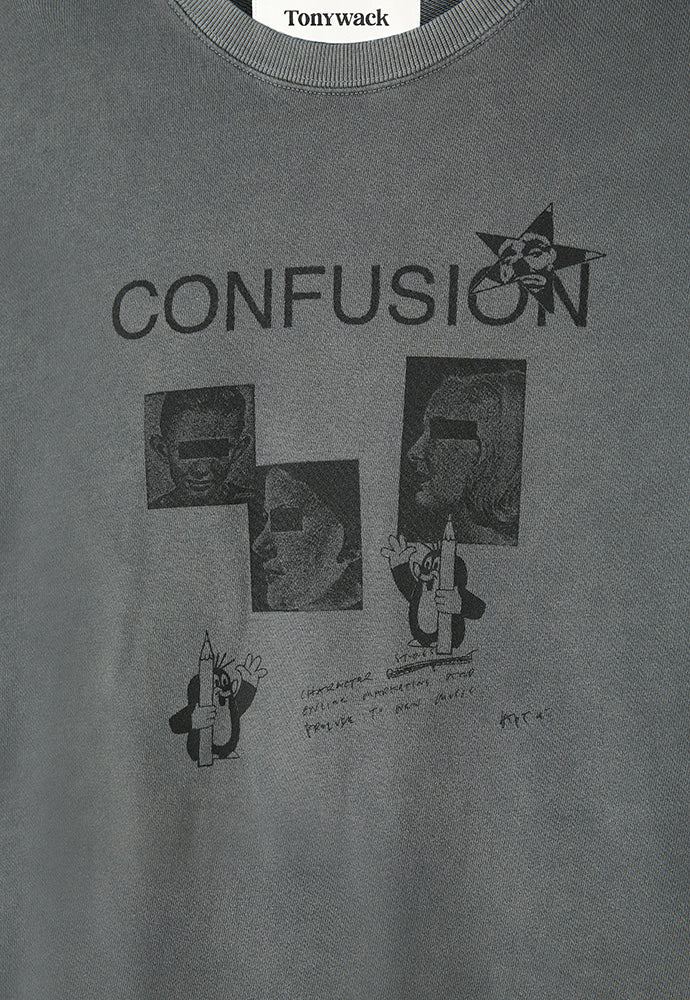 Tonywack - Confusion Mugshot Garment-Dyeing Sweatshirt (Faded Grey) product image 10 | TRAB K-Fashion Australia
