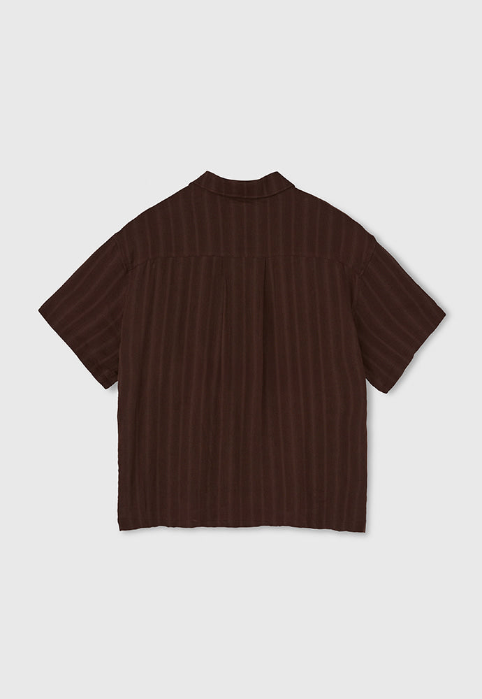 Tonywack - Cotton Linen Textured Stripe Shirt (Brown) product image 9 | TRAB K-Fashion Australia