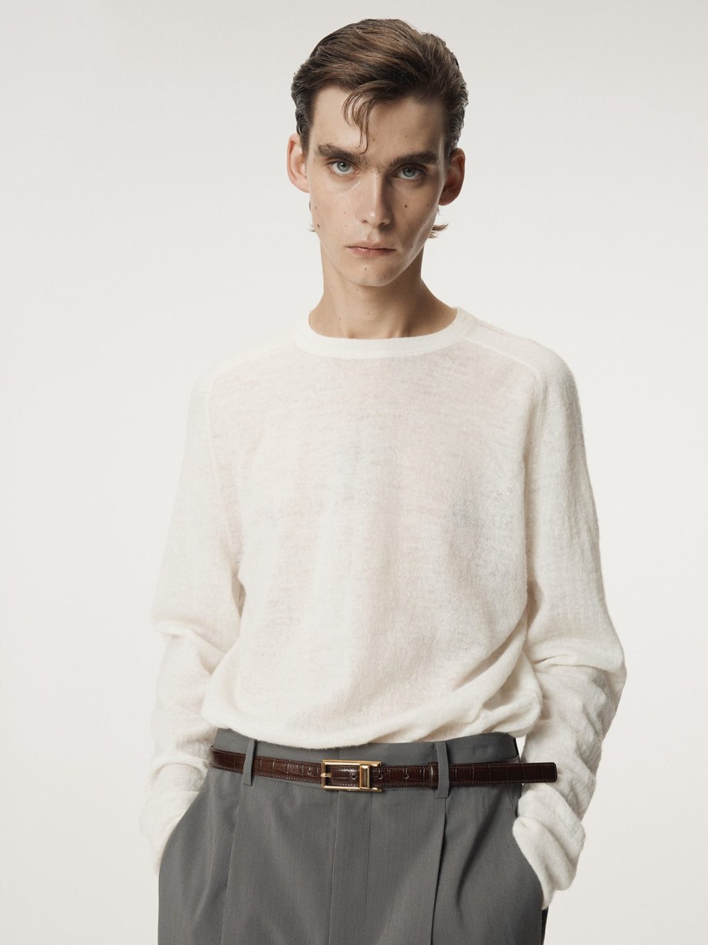 Recto - Rc Sheer Knit Top (Cream) product image 1 | TRAB K-Fashion Australia