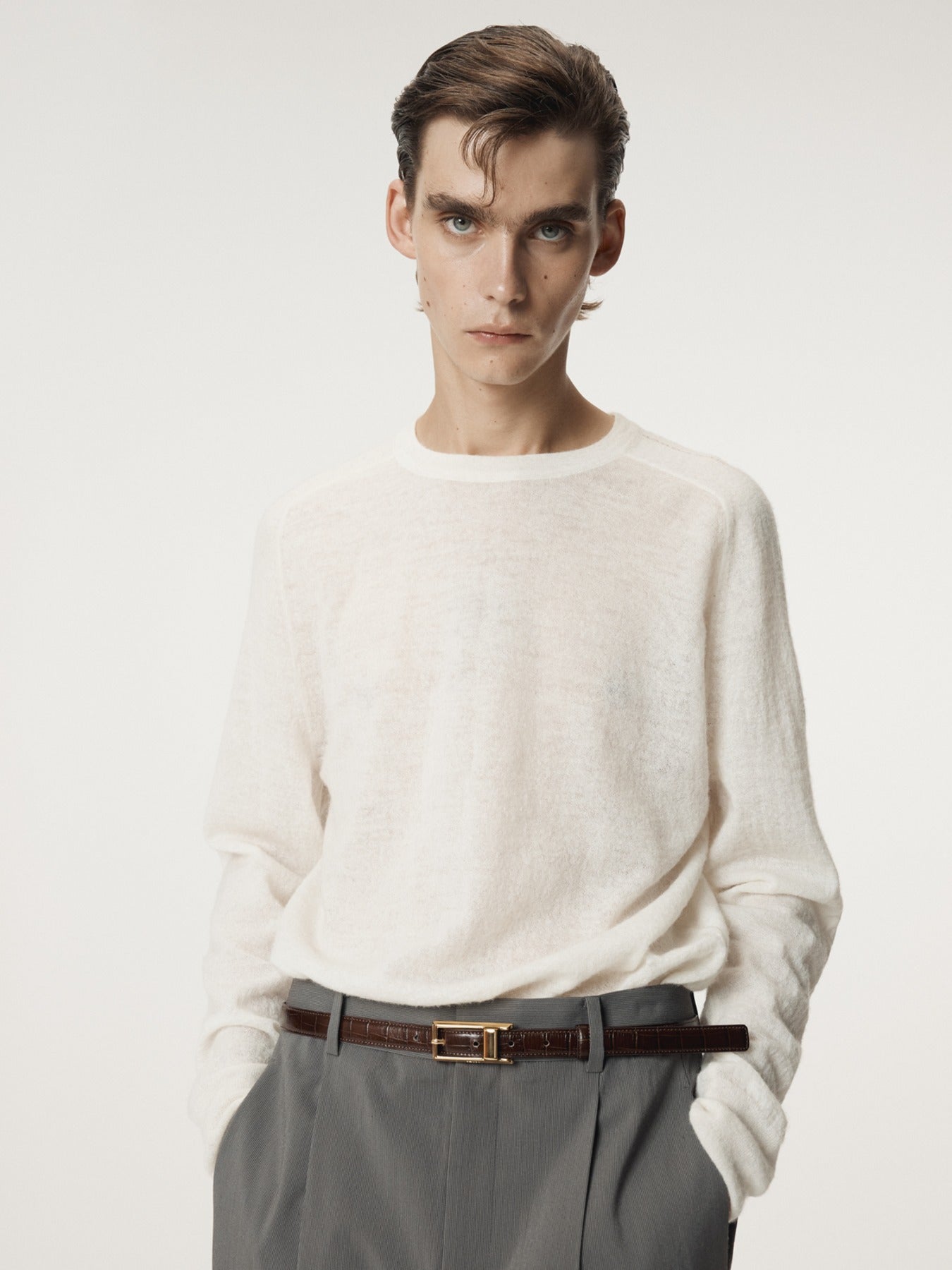 Recto - Rc Sheer Knit Top (Cream) product image 1 | TRAB K-Fashion Australia