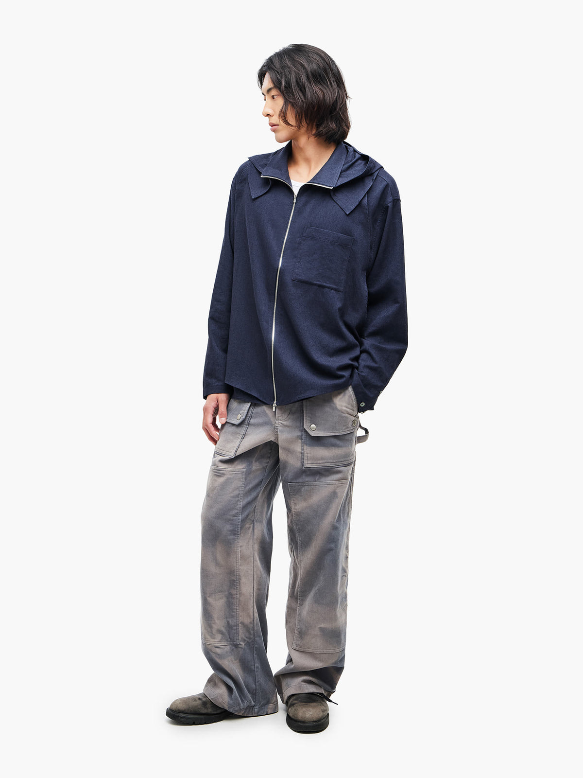 Jiyong Kim - Sun-Bleached Double-Knee Trousers (Grey) product image 1 | TRAB K-Fashion Australia