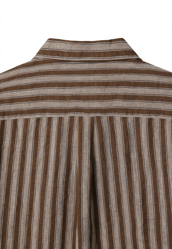 Art if acts - Linen Stripe Camp Half Shirt (Camel) product image 11 | TRAB K-Fashion Australia