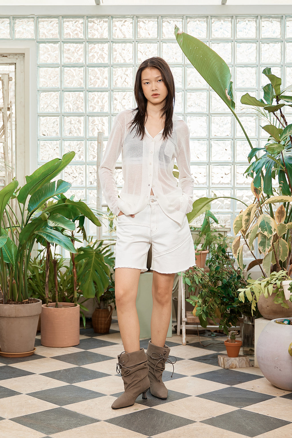 Matin Kim - String Point Plain Long Cardigan (White) product image 11 | TRAB K-Fashion Australia