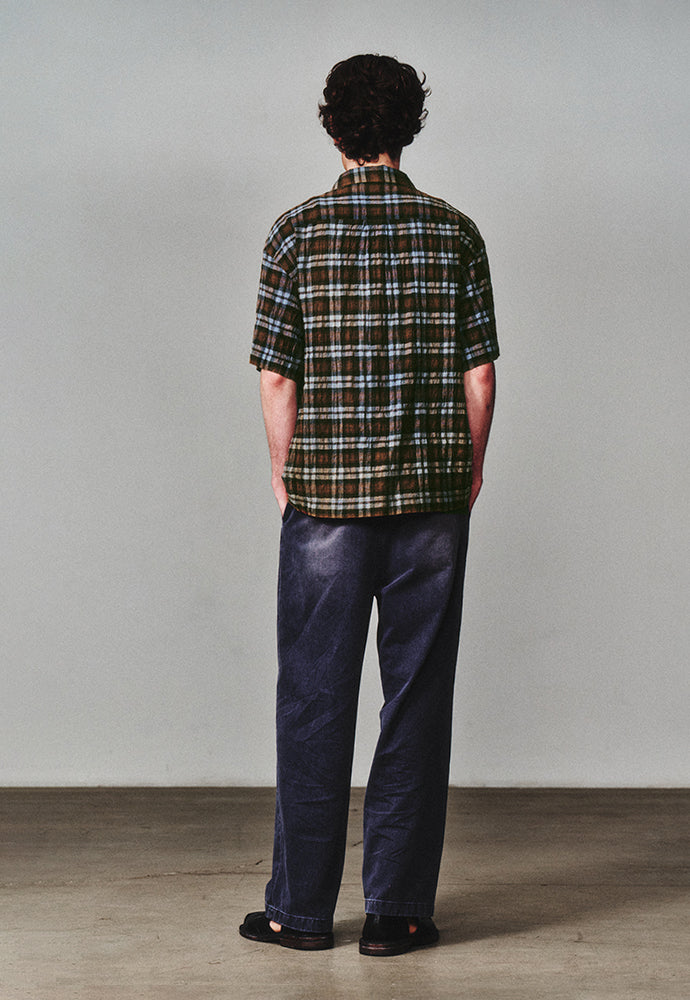 Art if acts - Check Two Pocket Half Shirt (Blue/Brown) product image 3 | TRAB K-Fashion Australia