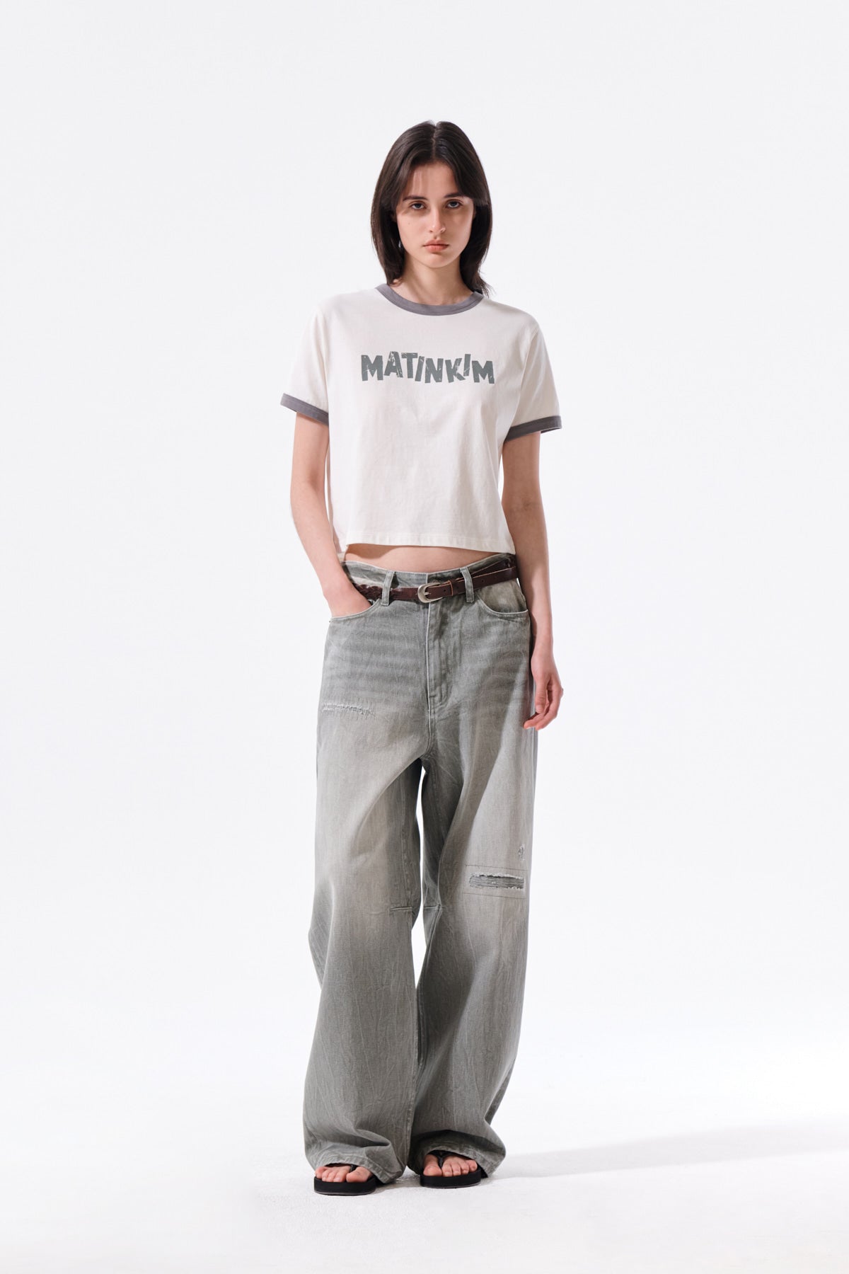 Matin Kim - Matin Logo Ringer Crop Top (Cream) product image 9 | TRAB K-Fashion Australia
