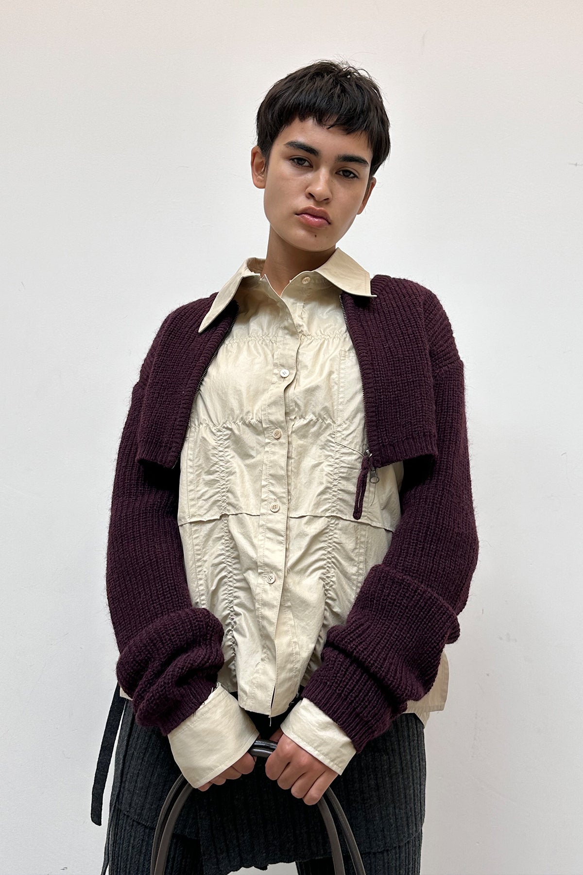 Matin Kim - Deconstruction Crinkle Shirt (Beige) product image 7 | TRAB K-Fashion Australia