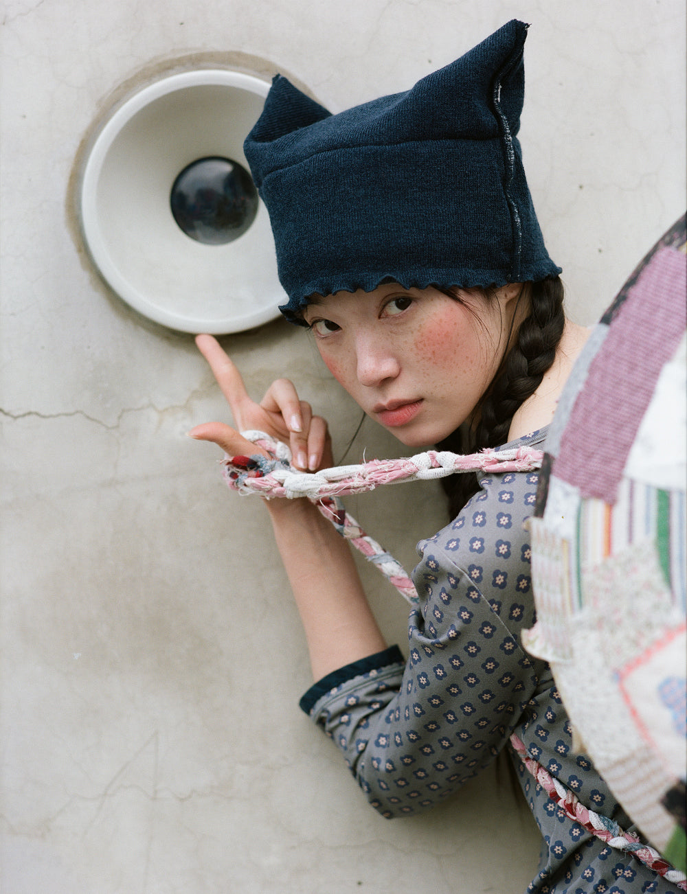 Coyseio - Raw Edge Cat Beanie (Melange Grey) product image 2 | TRAB K-Fashion Australia