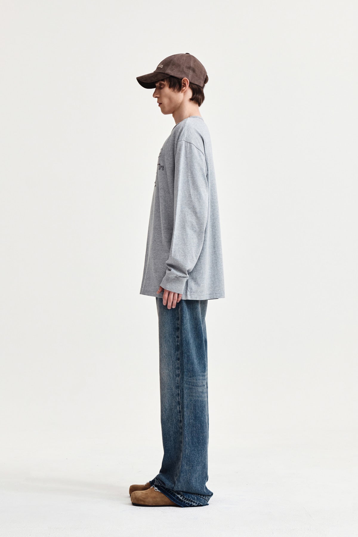 Matin Kim - Patch Graphic Long Sleeve Top (Grey) product image 11 | TRAB K-Fashion Australia