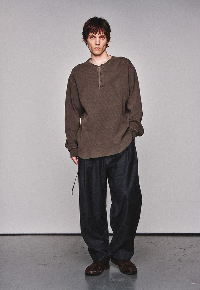 Art if acts - Garment Dyed Waffle Henley (Mud Brown) product image 1 | TRAB K-Fashion Australia